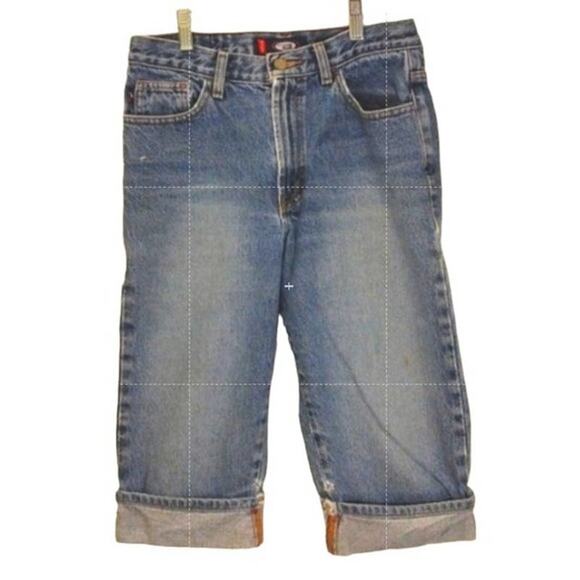 90s BONGO Jeans Capris Sz 9 Blue Cuffed 100% COTTON Preppy Coastal Vintage - Picture 1 of 14
